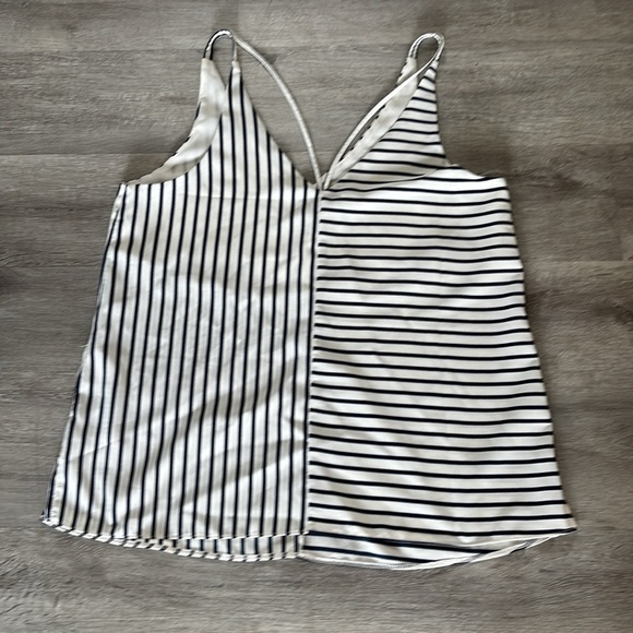 Topshop navy stripe spaghetti straps tank Sz 8 - Picture 4 of 5